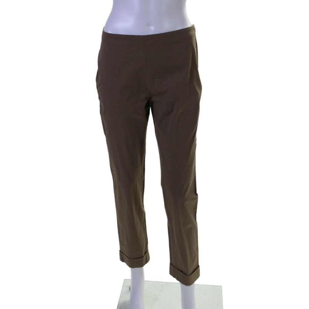 Victoire Womens High Rise Cuffed Slim Leg Pants Beige Cotton Size EUIR 44